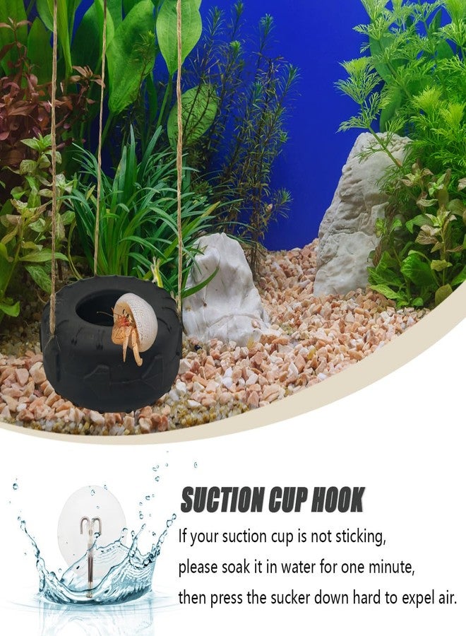 MAGNEECH Colours Hermit Crab Tire Swing,Suction Cup Hook Climbing Toy,Hermit Crab Terrarium Accessories - A Must-Have for Any Reptile Amphibian Small Aquatic Animals Lover(Black) - Image 3